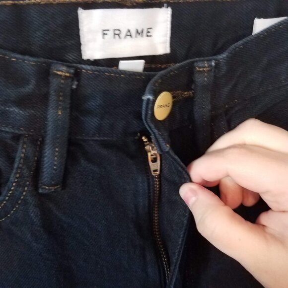 Frame Le Piper Cropped High Rise Straight Leg Jeans Blackletter Women's 24 LPR38 - Picture 4 of 12